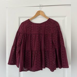 Madewell Dark Maroon Eyelet Top